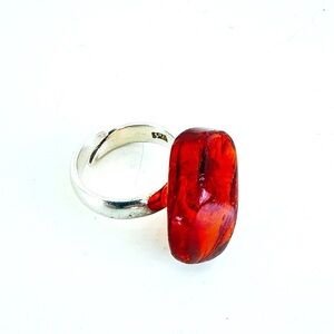 Vintage Danish Amber and Sterling Silver Ring